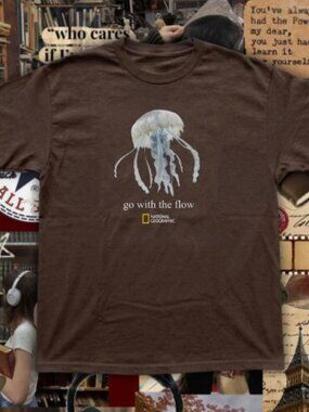 Go With The Flow Shirt, National Geographic Jellyfish Tee . Unisex Cotton Shirt